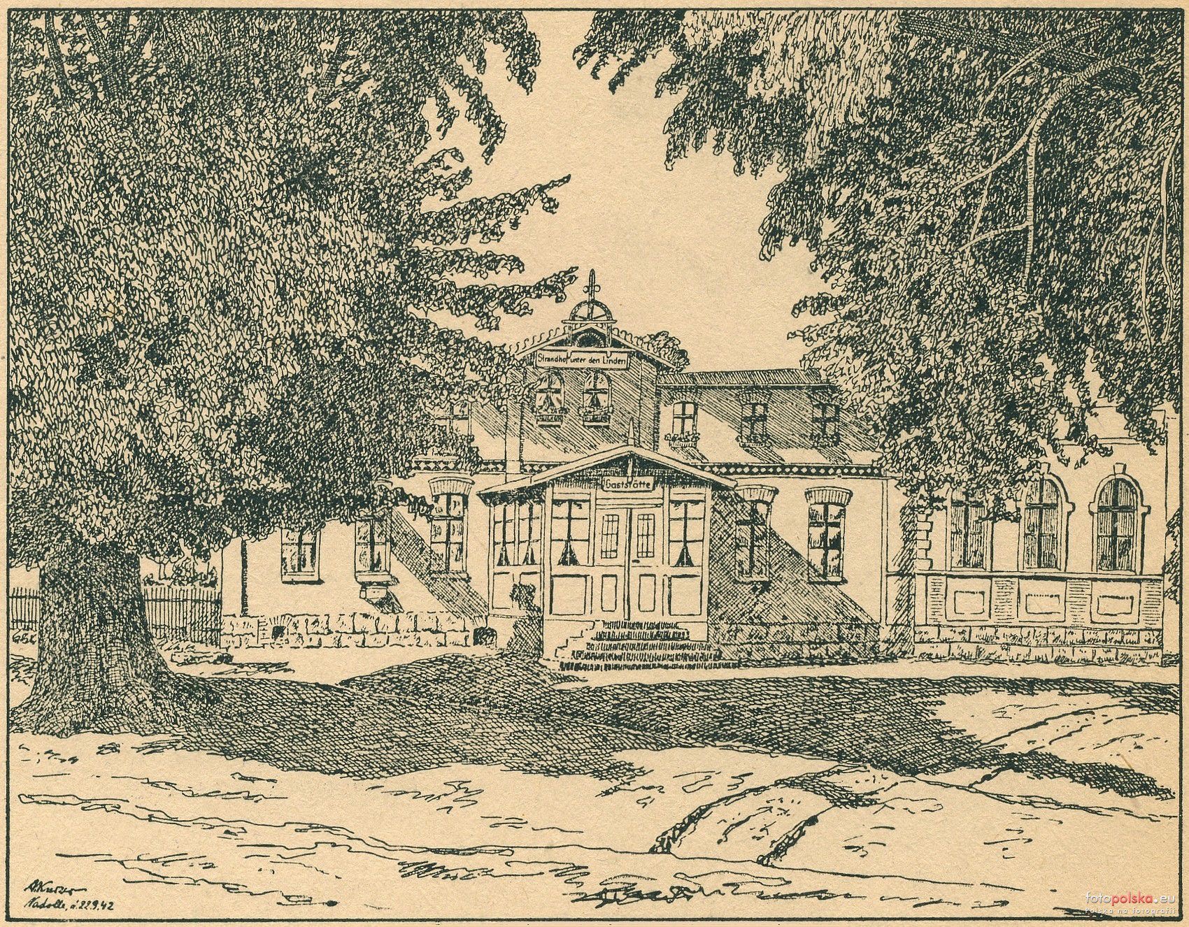 szkic budynku Nadolanki z dawnych lat